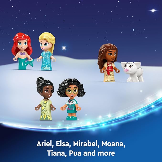 LEGO | Disney Calendario de Adviento 2024 Juguete construible con 5 micropersonajes, Divertido Set de construcción navideño, Regalo para niñas y niños de 5 años en adelante
