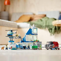 Juguete de coche de la comisaría de policía de la ciudad PsinzmkLEGO 60316, camión de basura y helicóptero, figura de perro, para niños y niñas de 6 años