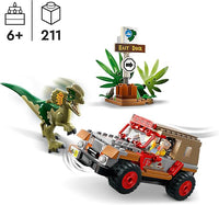 LEGO Jurassic Park Dilophosaurus Embush 76958 - Juego de juguetes de construcción para Jurassic Park 30 aniversario, juguete de dinosaurio con figura de Dino y juguete de coche Jeep; idea de regalo para nietos y niños a partir de 6 años