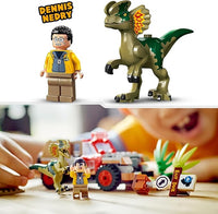 LEGO Jurassic Park Dilophosaurus Embush 76958 - Juego de juguetes de construcción para Jurassic Park 30 aniversario, juguete de dinosaurio con figura de Dino y juguete de coche Jeep; idea de regalo para nietos y niños a partir de 6 años
