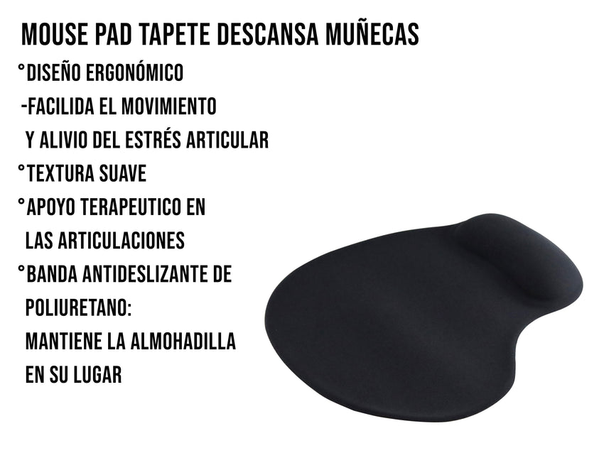 Mousepad Tapete Ergonómico Paraomputadora - Negro