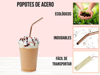 Popote curvo Acero Inoxidable - Rosa