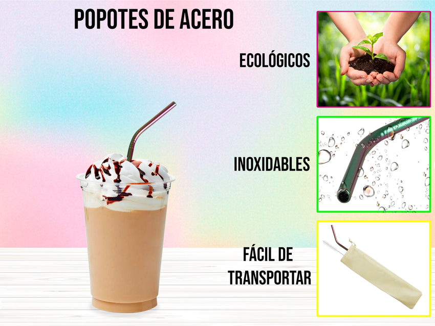 Popote curvo Acero Inoxidable - Tornasol