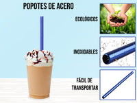 Popote Grueso Acero Inoxidable - Azul