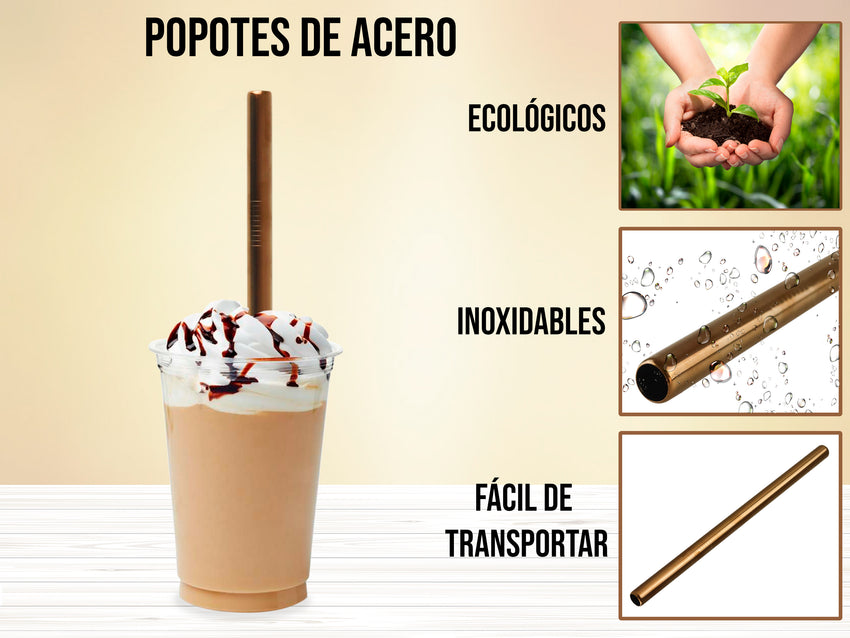 Popote Grueso Acero Inoxidable - cobre