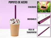 Popote Grueso Acero Inoxidable - Morado