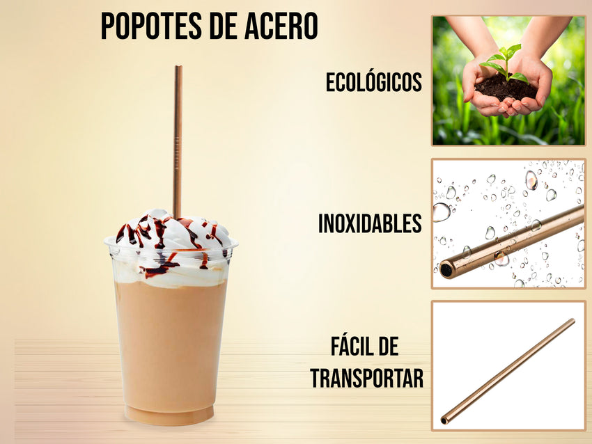 Popote Recto Acero Inoxidable - cobre