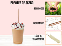 Popote Recto Acero Inoxidable - Rosa