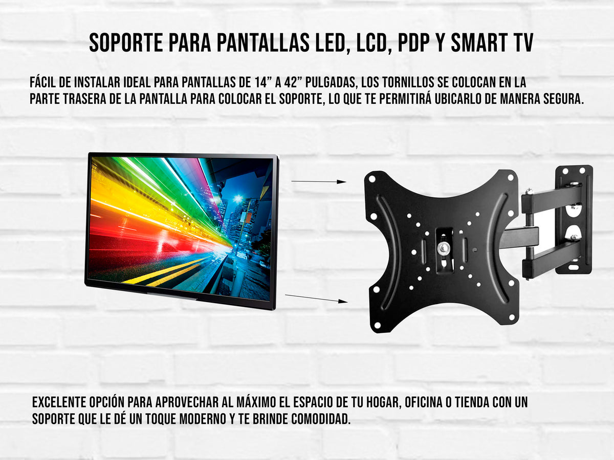 Soporte Articulado para Pantalla de 14” a 43” – Ajustable y Escalable