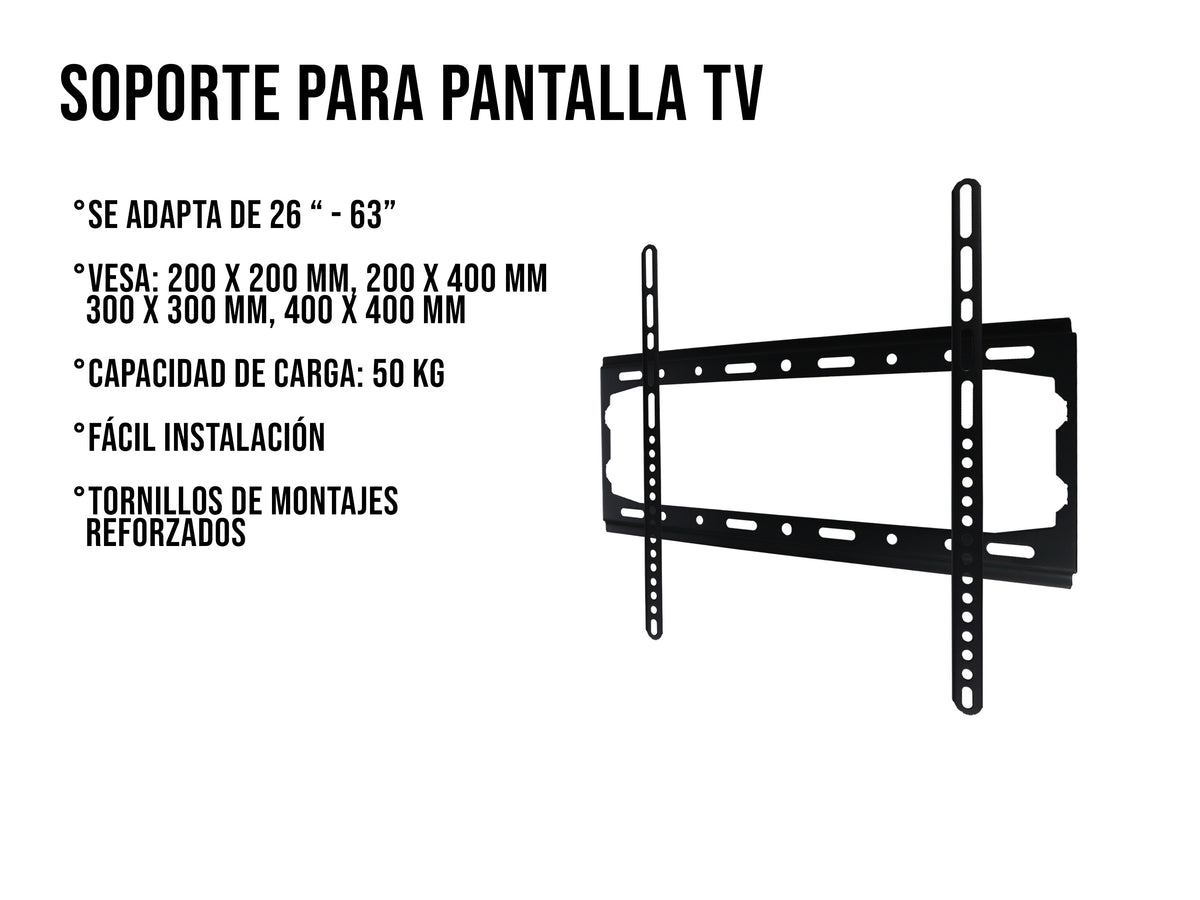 Soporte de Pared para Pantalla de 26” a 63” – Ajustable y Escalable