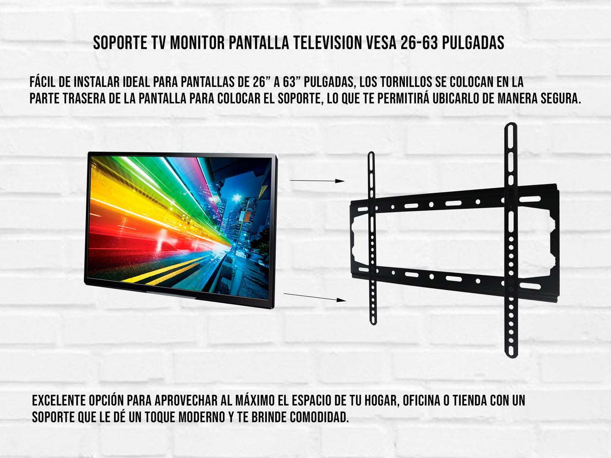 Soporte de Pared para Pantalla de 26” a 63” – Ajustable y Escalable