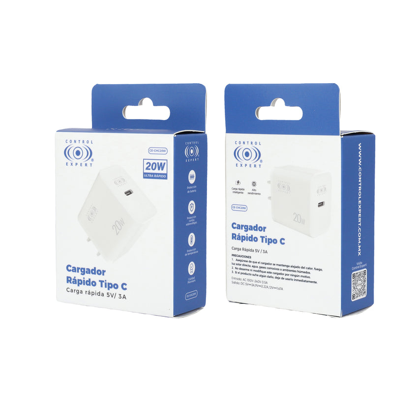 Cargador USB 20W Portátil 5V 3A Carga Rápida - Blanco