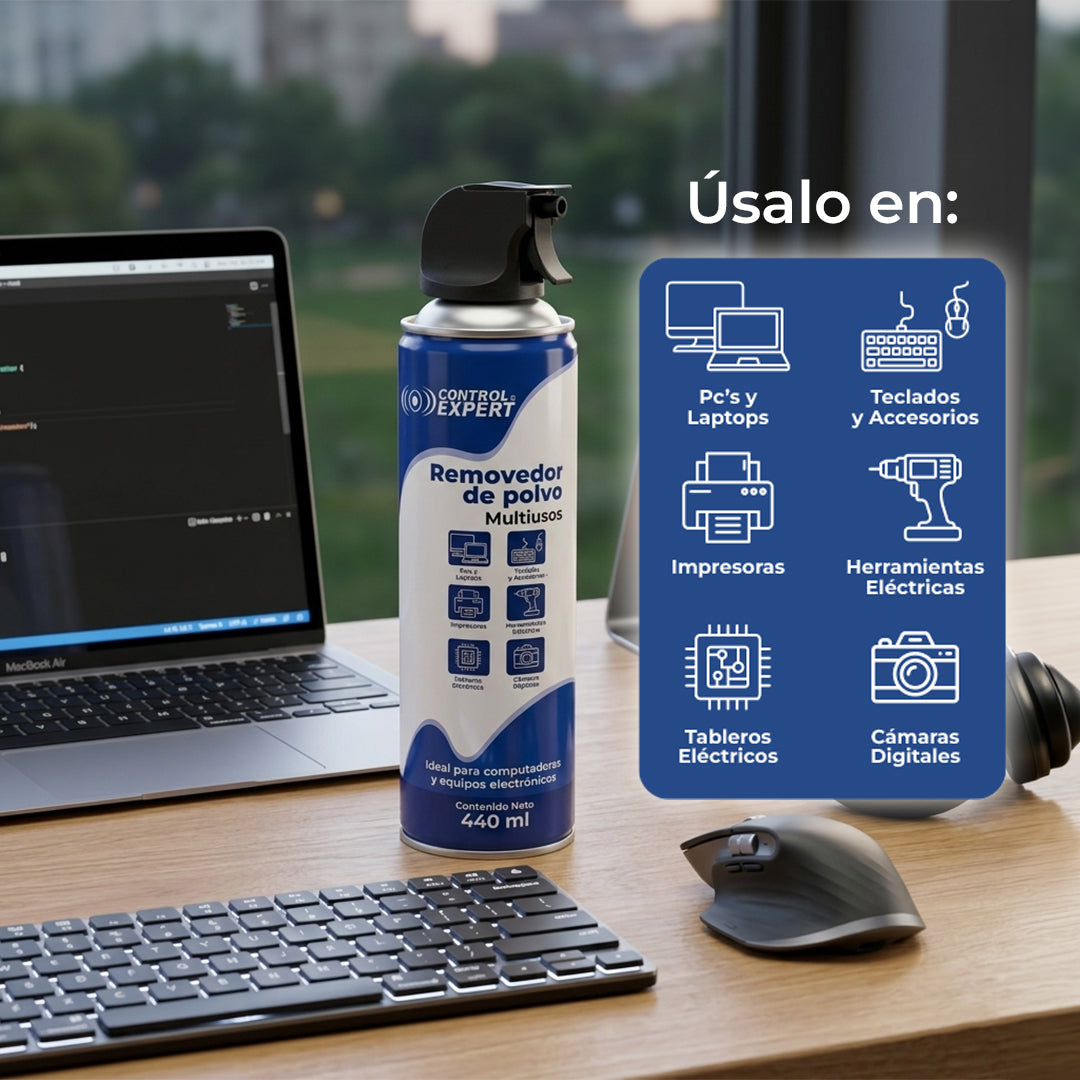 Removedor de Polvo Aire Comprimido Multiusos 440 ml para PC, Teclados, Electrónicos y Herramientas