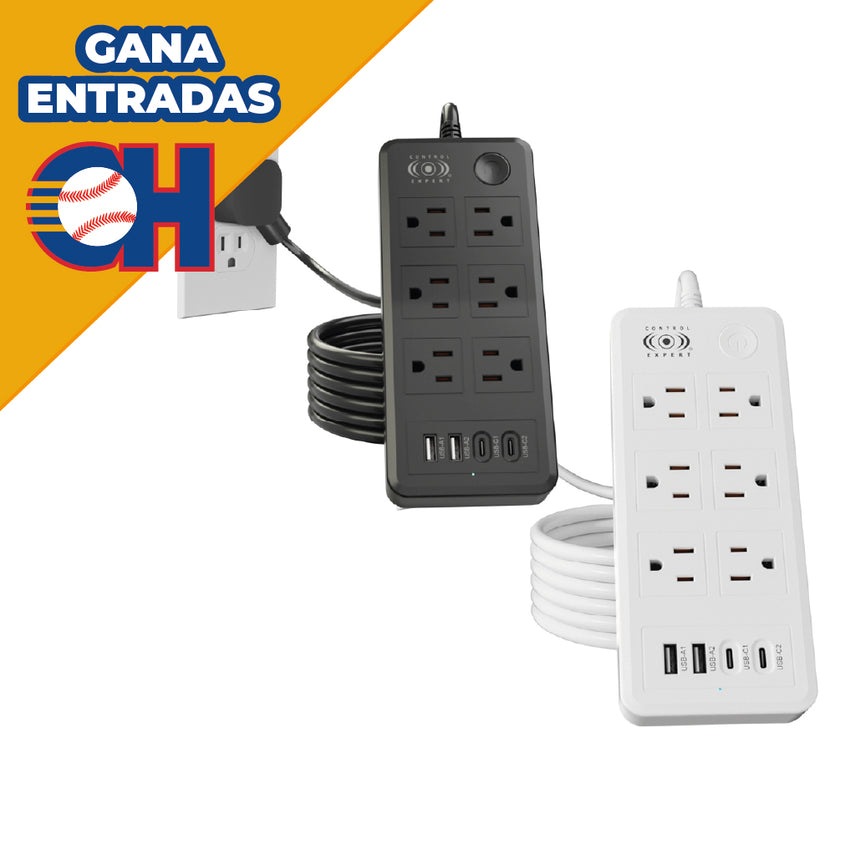 Multicontacto Defiant Multicontacto con Puertos USB y Tipo C – 6 Entradas con Carga Rápida y ...