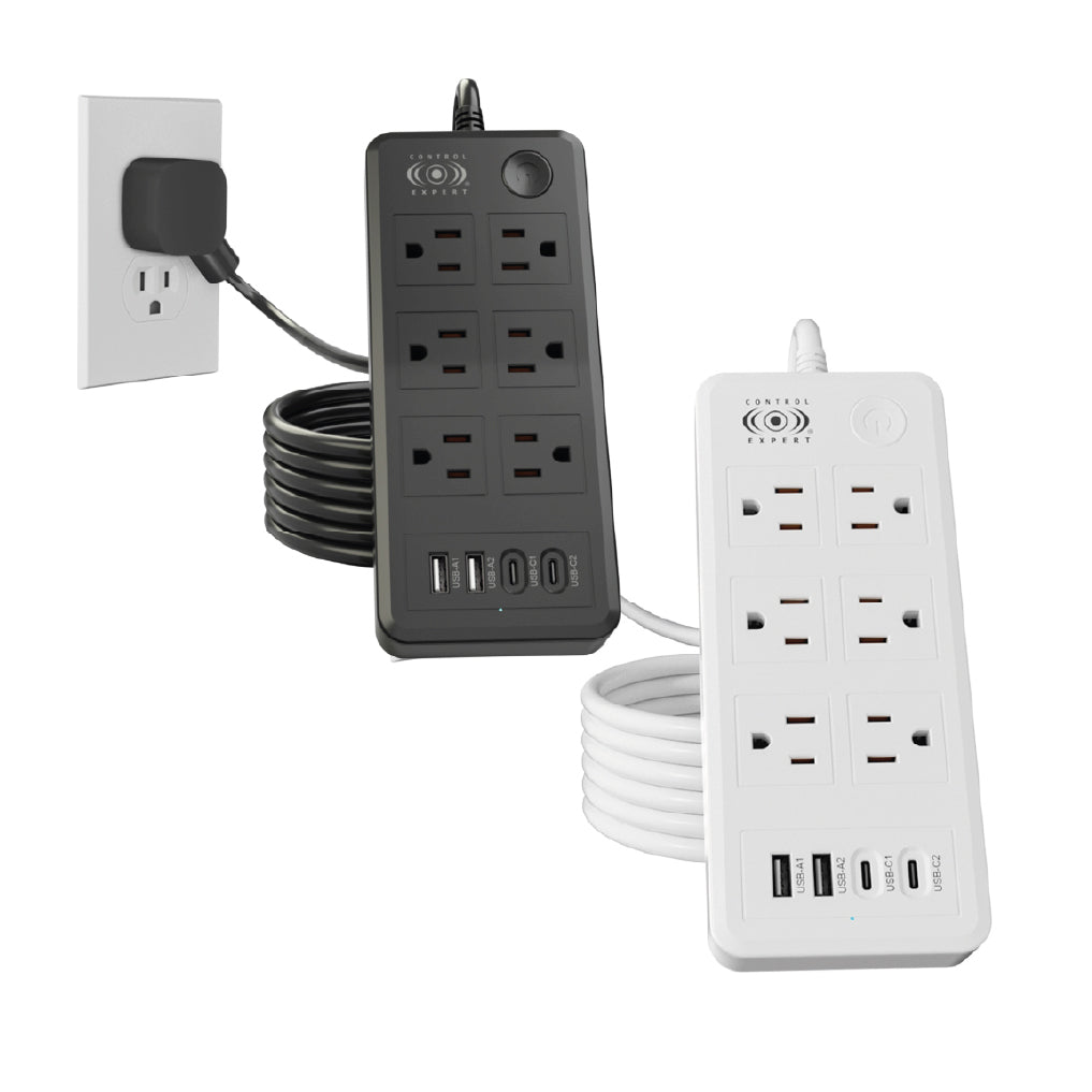 Multicontacto con Puertos USB y Tipo C – 6 Entradas con Carga Rápida y Cable Resistente (20W)