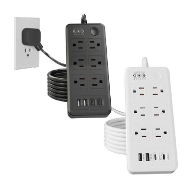 Multicontacto con Puertos USB y Tipo C – 6 Entradas con Carga Rápida y Cable Resistente (20W)