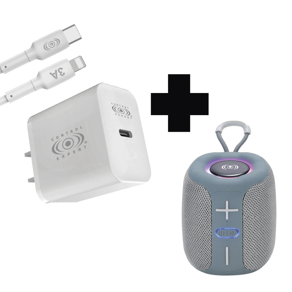 kit bocina portatil con conexion bluetooh mas cagador para Iphone