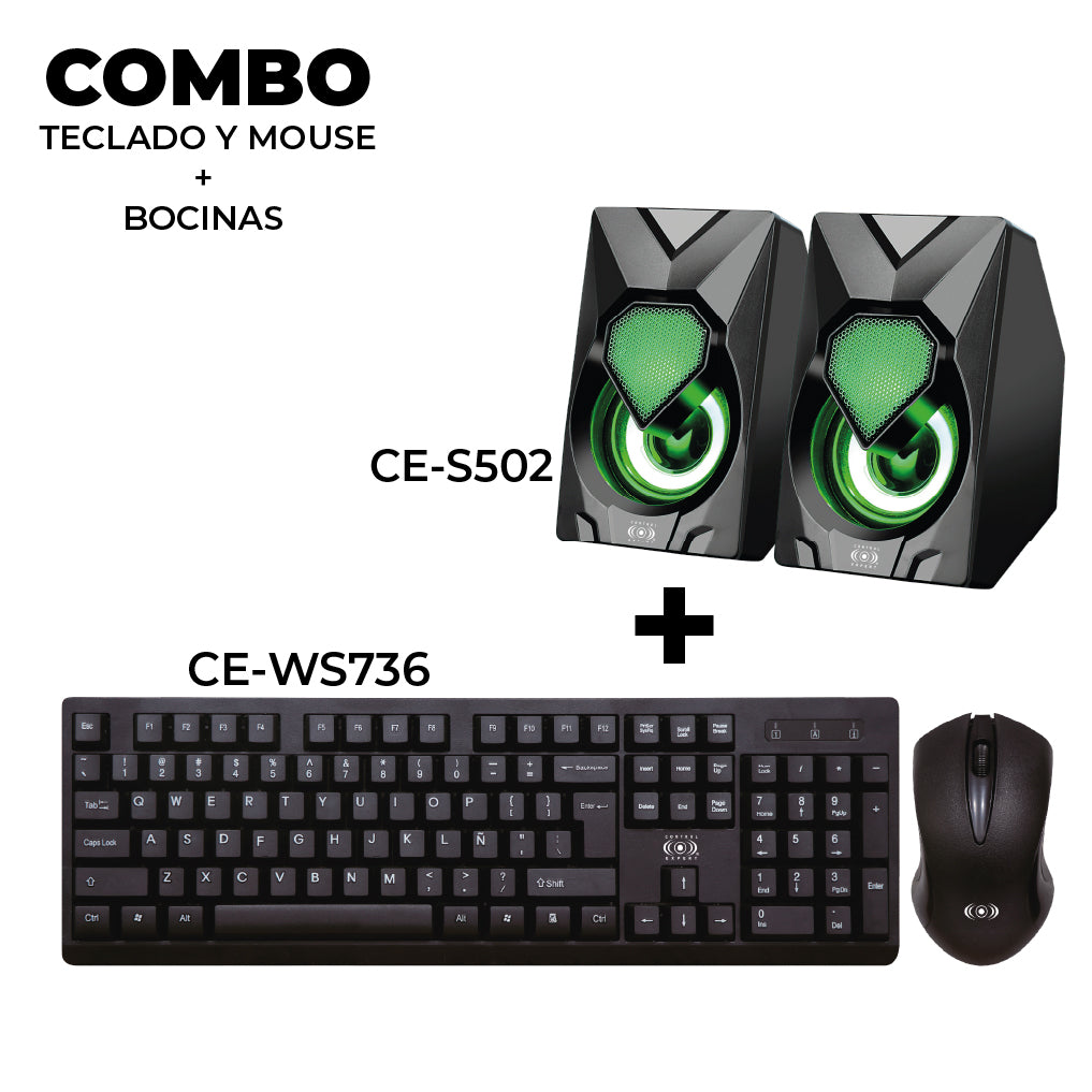 kit de Bocinas Amplificadas Para Computador y combo mouse y teclado
