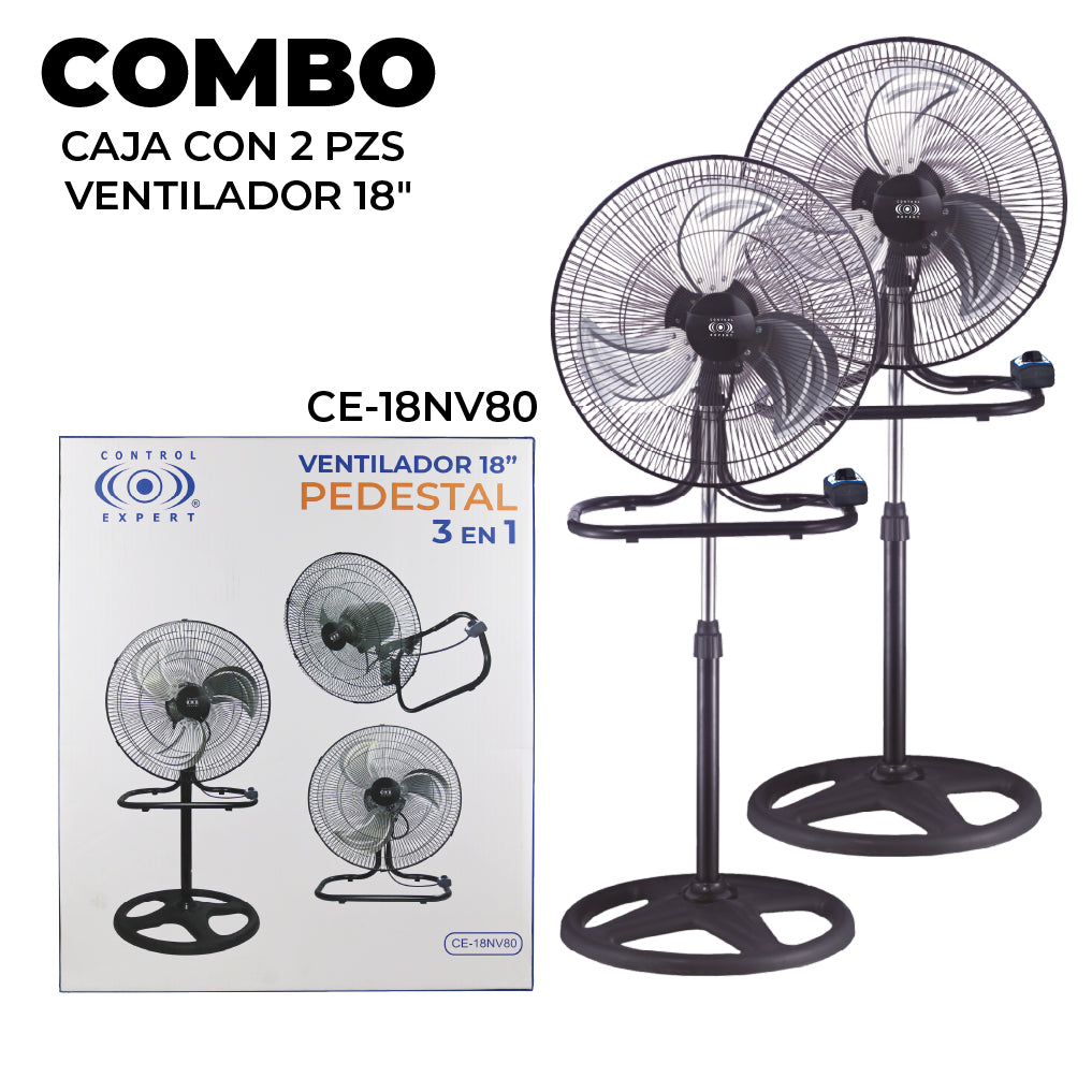 2 Ventiladores de piso 80W 3 en 1 de 18