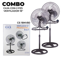 2 Ventiladores de piso 80W 3 en 1 de 18