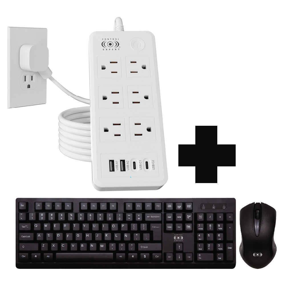 kit multicontacto 6 entradas tipo C y USB mas mouse y teclado inalambrico