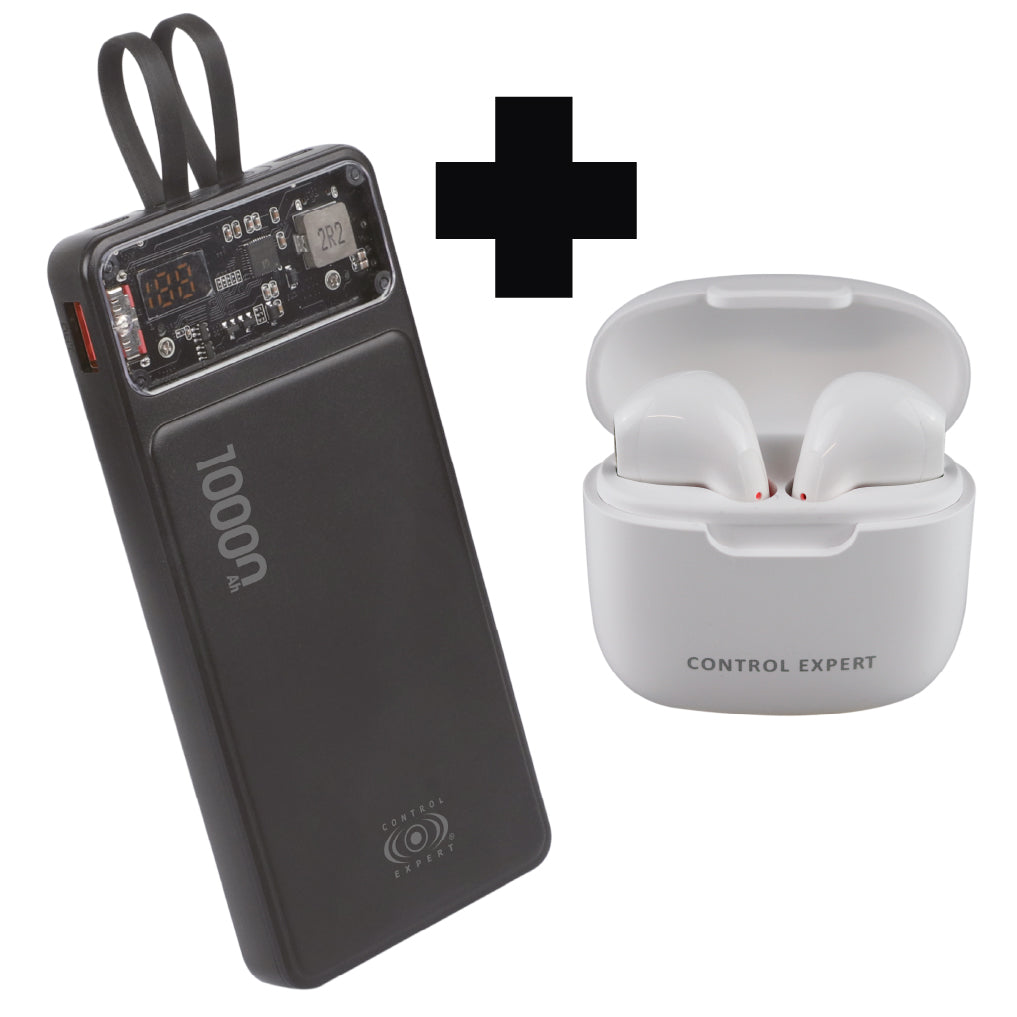kit power bank mas audifonos portatiles con conexion bluetooth